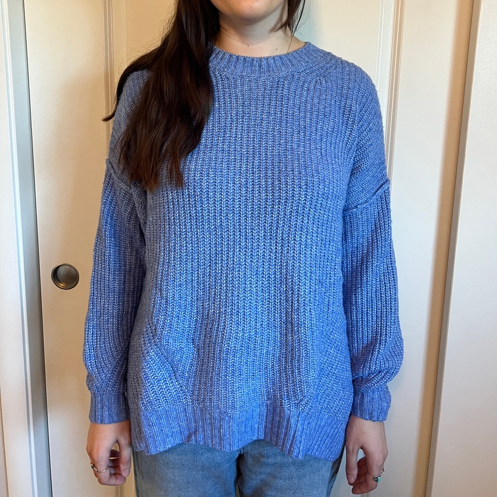 American Eagle Women’s Oversized Blue Crewneck Sweater